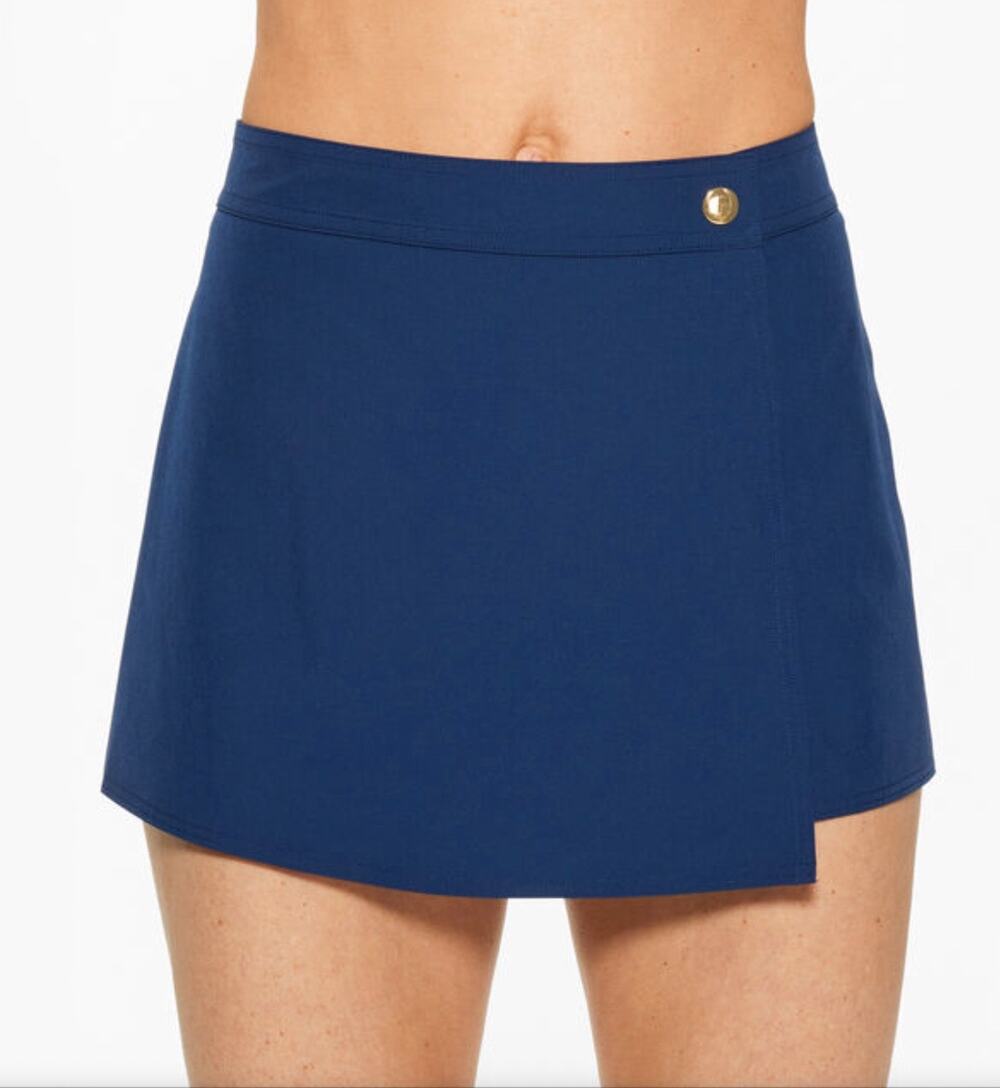 Talbots Aqua Club Womens XL Navy Blue Wrap Mid Rise Swim Skort NWT Beach Holiday